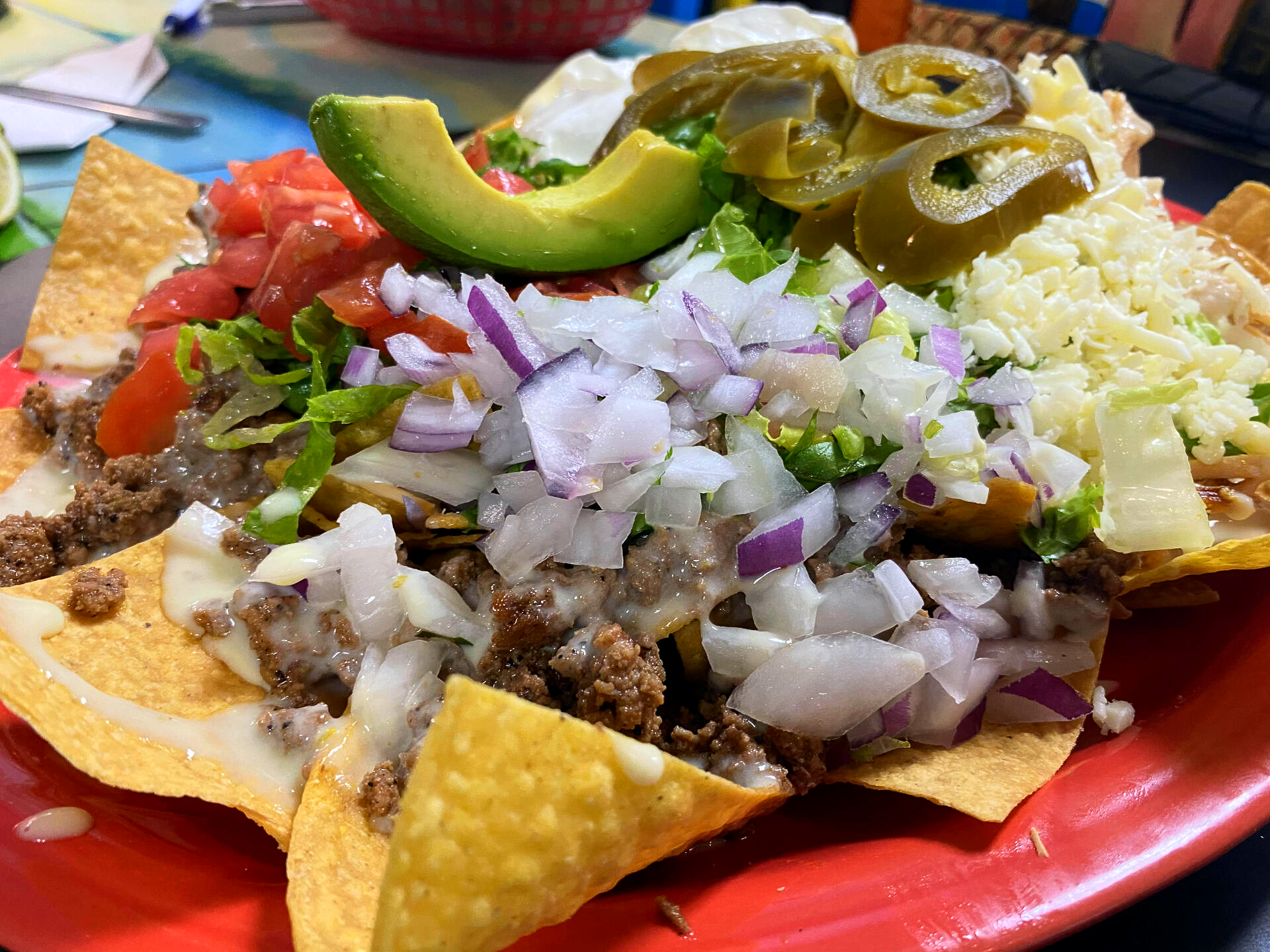 Nachos Supreme with Cheese and Beef